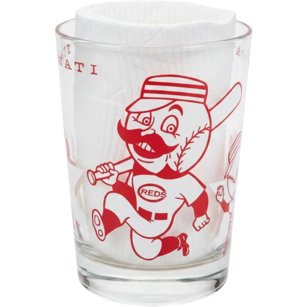 Cincinnati Reds Glass Tumbler Set Mr Redlegs Baseball Vintage 1960s Red White